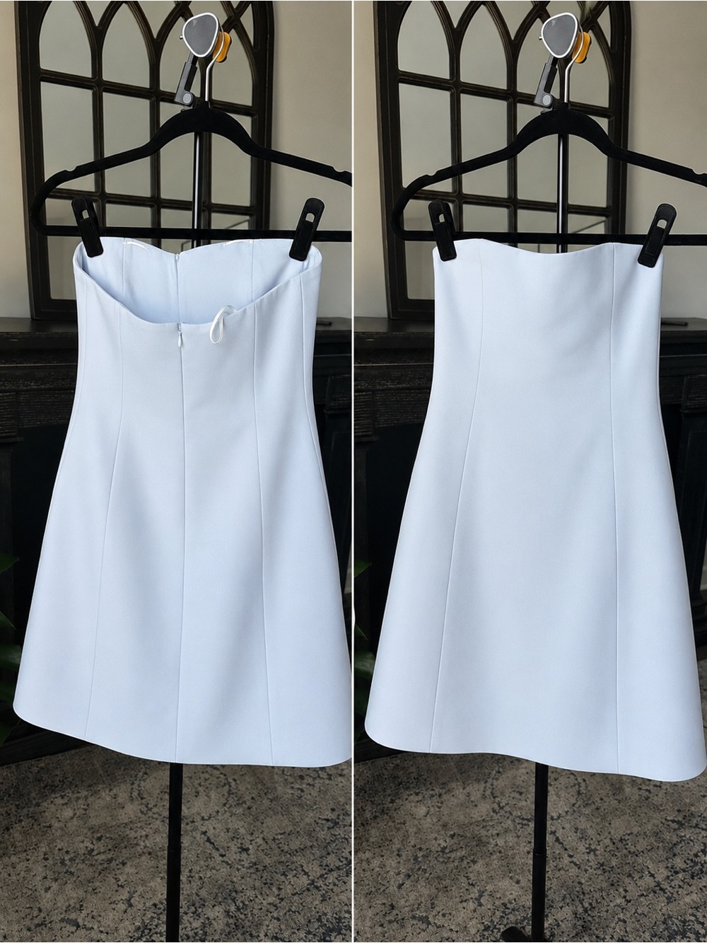 Babaton Strapless A-Line Dress in Light Blue
